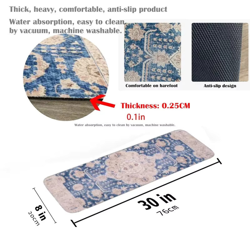VIKAMA Vintage Persische Treppenstufen-Matte mit geometrischem Design, rutschfest und saugfähig - Bild 2