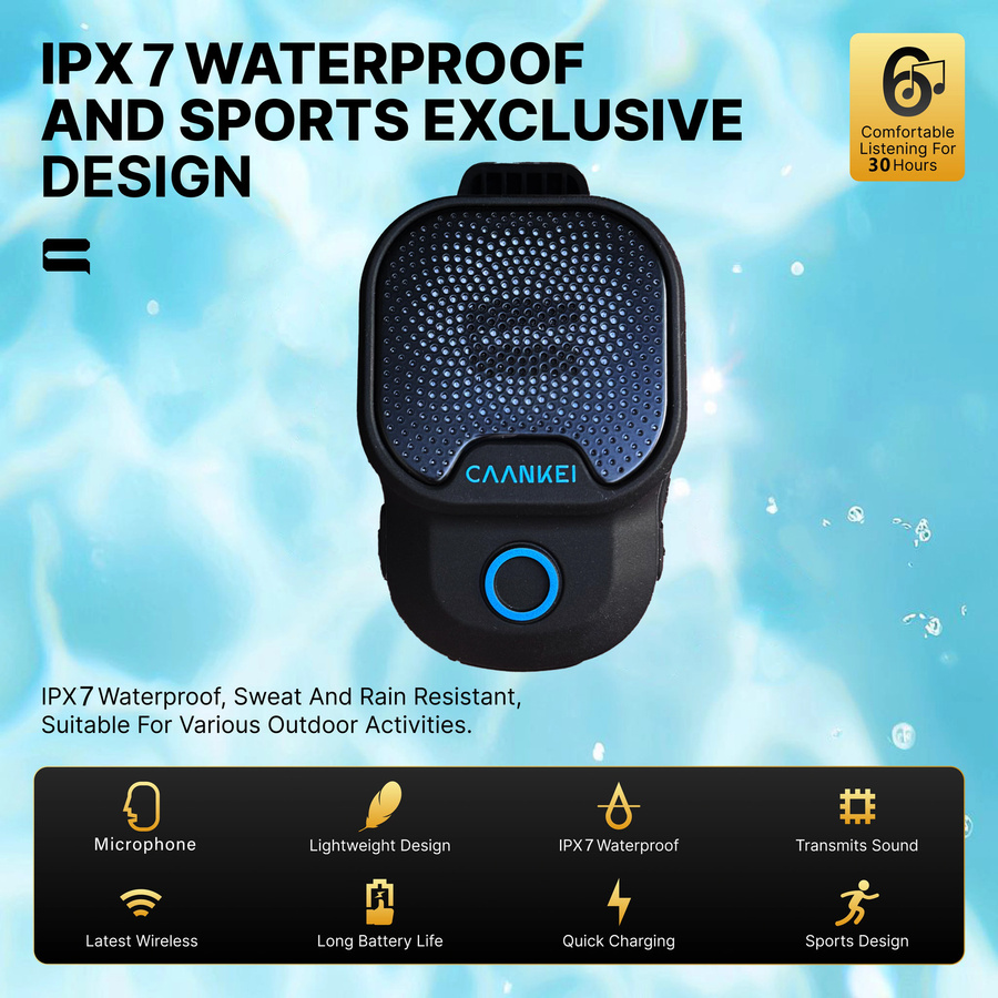 Eye4U Tragbarer Outdoor-Bluetooth-Lautsprecher mit IPX7 Wasserdichtigkeit und Mikrofon in Schwarz und Gelb - Bild 2