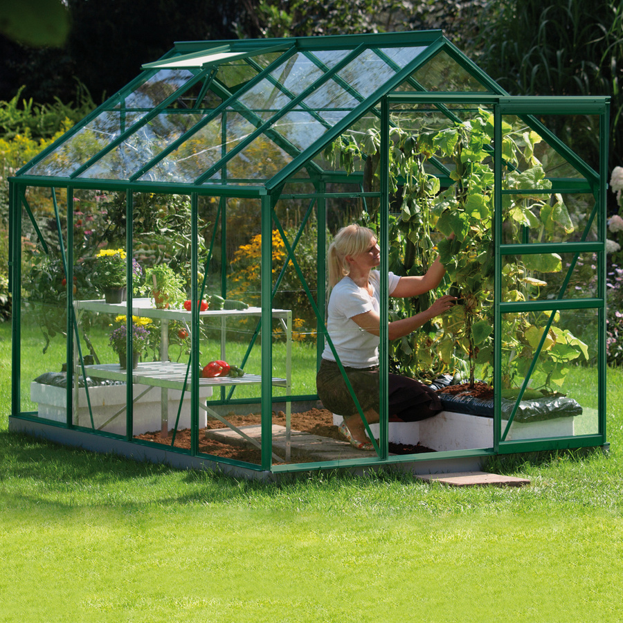 Vitavia Gewächshaus Planet 5000 in Smaragdgrün mit Fundamentrahmen, 5,0 m², Aluminium und ESG-Glas - Bild 3