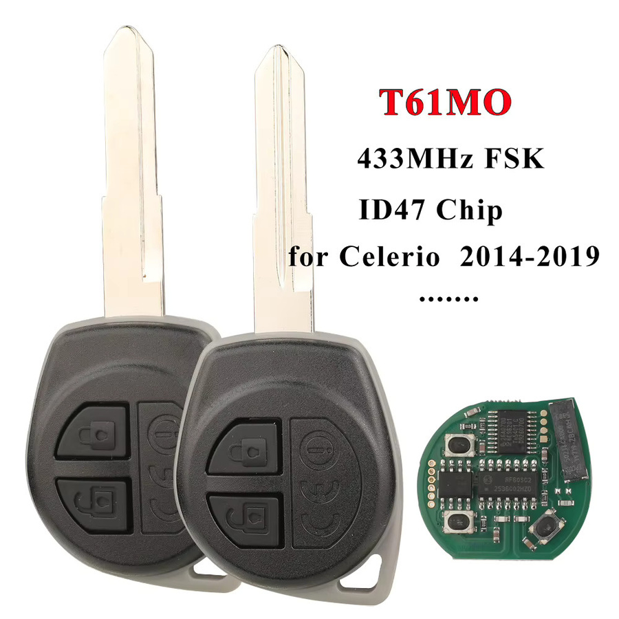 Jingyuqin Auto Fernbedienung Schlüssel T61M0 für Suzuki Celerio, Alto, SX4, S-Cross, Baleno, Starlet, Dzire, S-Presso, 433MHz FSK ID47, Schwarz - Bild 3