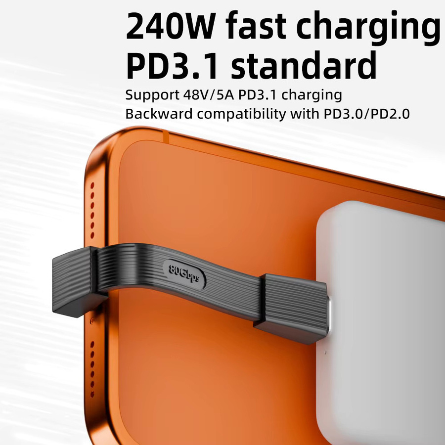 BSN USB 4.0 Typ-C-zu-Typ-C-Kabel in Schwarz mit 240 W Schnellladefunktion, 80 Gbit/s Datenübertragung und 8K60Hz Unterstützung - Bild 4