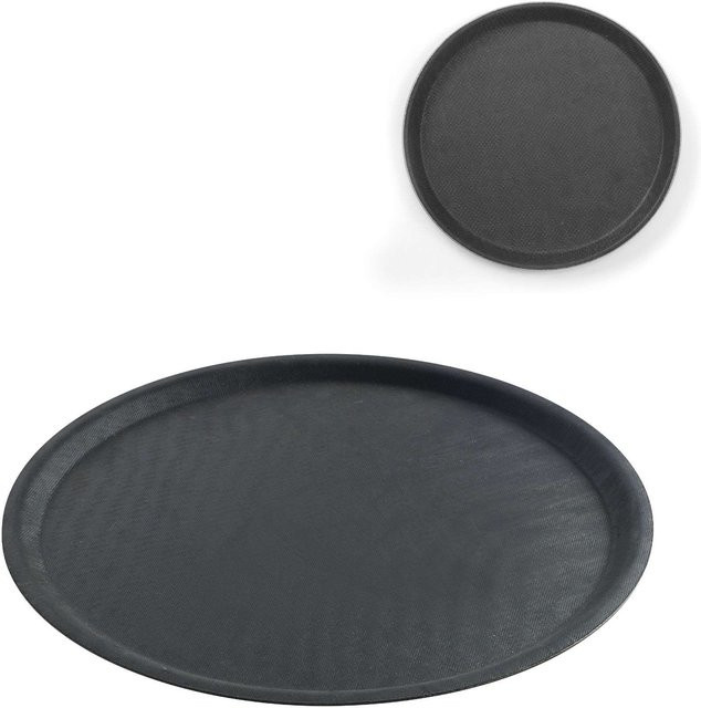 Runde rutschfeste Kellnerschale von Hendi in Schwarz, Durchmesser: 50 cm - Bild 1