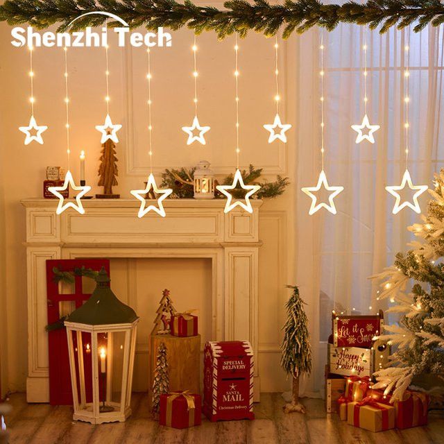 SHENZHITECH Weihnachtslichterkette mit 8 Lichtmodellen und Fernbedienung, batteriebetriebene Sternen- und Schneeflockenlichter zur Dekoration von Baum, Büro und Zuhause - Bild 1