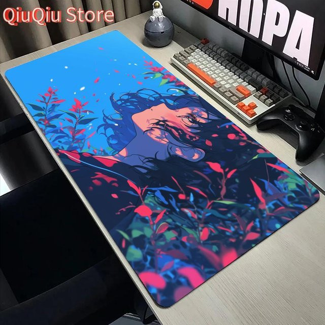 Potdemiel Anime Girl Warrior Mauspad XXL in Multicolour, rutschfeste Schreibtischunterlage mit genähten Kanten für Gaming und Büro - Bild 1
