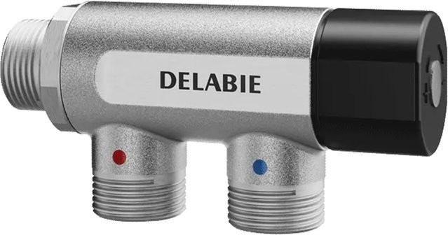 Delabie PREMIX COMPACT Thermostat-Mischbatterie G3/4B aus Messing in Silber unverchromt mit Safety-Stop - Bild 1
