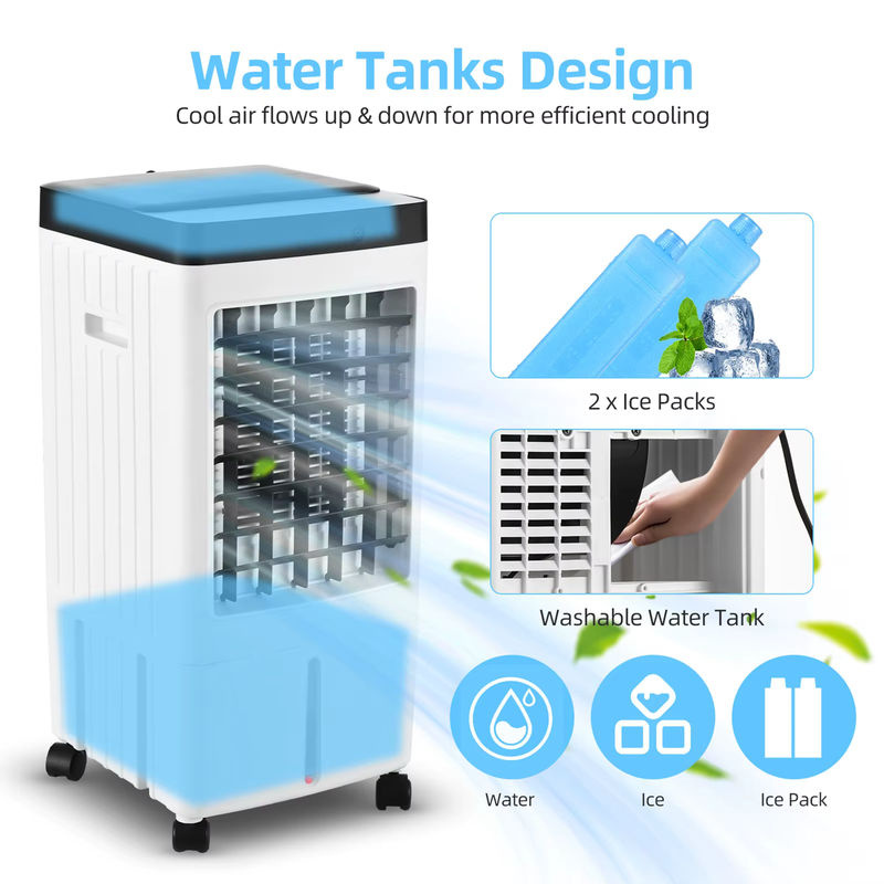 Romellar Verdunstungsluftkühler in Weiß mit Fernbedienung, 2 Eisboxen, 8 Liter Wassertank und Timer-Funktion - Bild 2