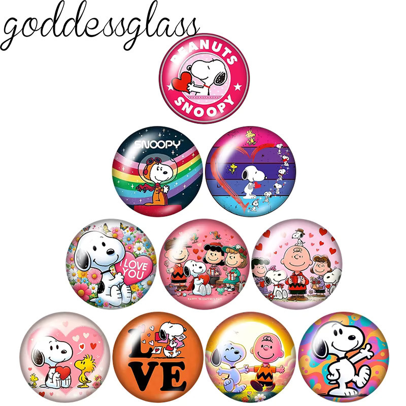 MINISO Fotoglas-Cabochons Snoopy Love Hearts Friendship, Bunt - Bild 2