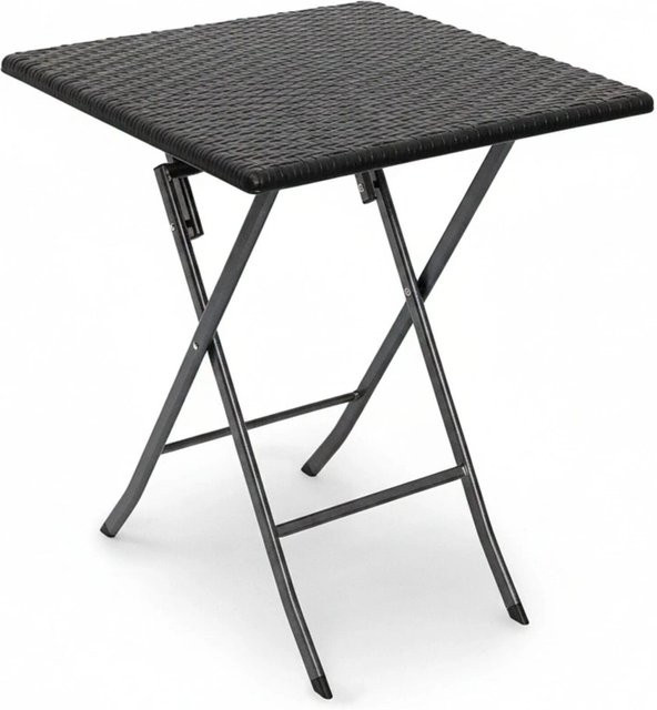 Relaxdays Gartentisch quadratisch in Schwarz mit Rattan-Optik, klappbar, B/T/H: 61,5 x 61,5 x 74 cm - Bild 1