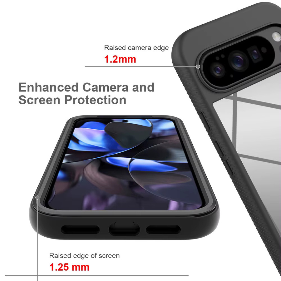 Robuste 2in1 Hybrid Schutzhülle aus TPU und PC für Google Pixel 10, 9, 8, 7, 6 Pro XL A in Transparent Schwarz - Bild 4