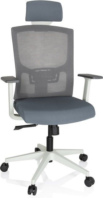 hjh OFFICE Profi Bürostuhl CAPTIVO BASE W in Grau mit Armlehnen aus Stoff und Netzstoff - Bild 1