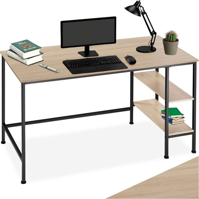 tectake Schreibtisch Donegal Industrial Style mit Seitenregal aus MDF und Stahl, B/T/H: 140 x 60 x 76,5 cm - Bild 1
