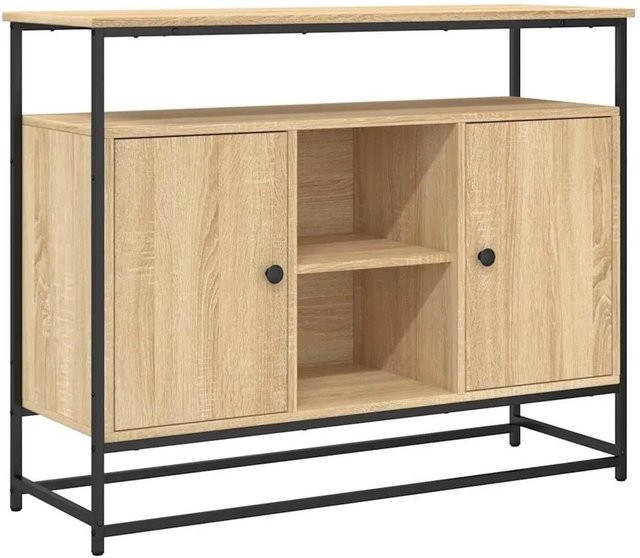 vidaXL Sideboard Sonoma-Eiche in Braun aus Holzwerkstoff und Stahl B/T/H: 100 x 35 x 80 cm - Bild 1