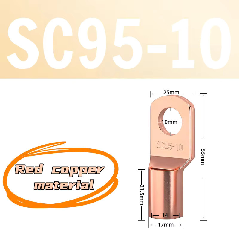 Kupfer Ringkabelschuhe SC Typ für elektrische Drahtanschlüsse in Gold, Set mit verschiedenen Größen für 6 mm bis 12 mm - Bild 2
