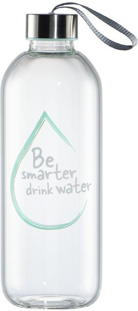 XavaX Glasflasche in Transparent mit Schutzhülle und Schlaufe, 1 l, geeignet für Kohlensäure sowie heiße und kalte Getränke - Bild 1