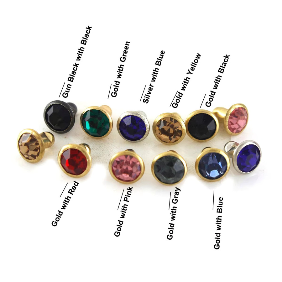CLOXY 100 Sets mehrfarbige Strass-Nieten aus Metall, 6 mm synthetische Kristall-Nieten für DIY-Dekor, Kleidung und Handwerk, Silber und Weiß - Bild 1