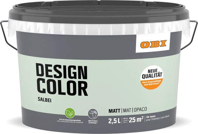 OBI Design Color Dispersion Wandfarbe Salbei Grün Wasserbasiert - Bild 1