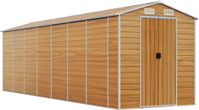 vidaXL Gerätehaus aus verzinktem Stahl in Braun, B/T/H: 640 x 191 x 198 cm - Bild 1