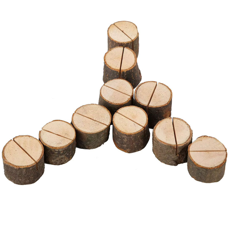 10 Stück Qiilu Tischkartenhalter aus Holz in Braun für Hochzeiten im rustikalen Design - Bild 3