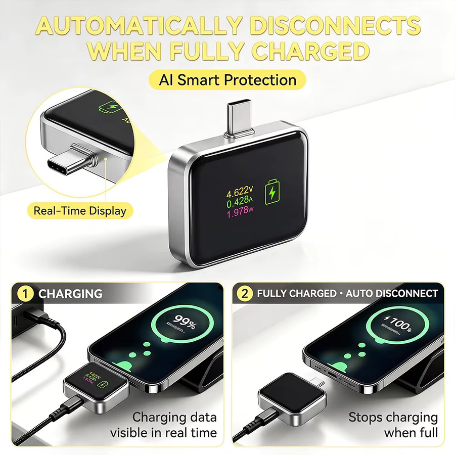 MRSVI Intelligentes Auto-Ladegerät mit Auto-Disconnect-Funktion, 140W Automatisches Ladegerät für Handys und Tablets, Schwarz - Bild 3