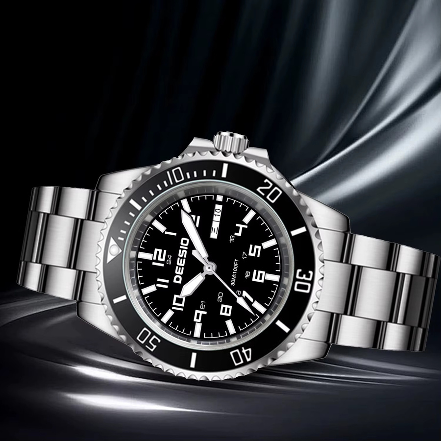 Deesio Automatik-Armbanduhr, Edelstahl, Saphirglas, Herren, Schwarz - Bild 2