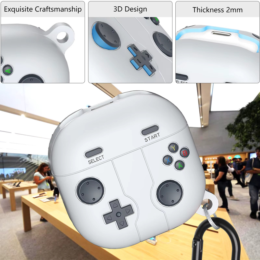 Schutzhülle für Samsung Galaxy Buds FE, Buds 2 Pro, Buds 2, Buds Live und Buds Pro inklusive 2 Haken in Pink oder Weiß - Bild 2