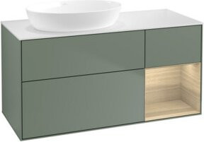 V&B Waschtischunterschrank Finion mit Wandbeleuchtung, Farbe Weiß und Eiche, Breite: 120 cm, Tiefe: 50,1 cm, Höhe: 50,1 cm - Bild 1