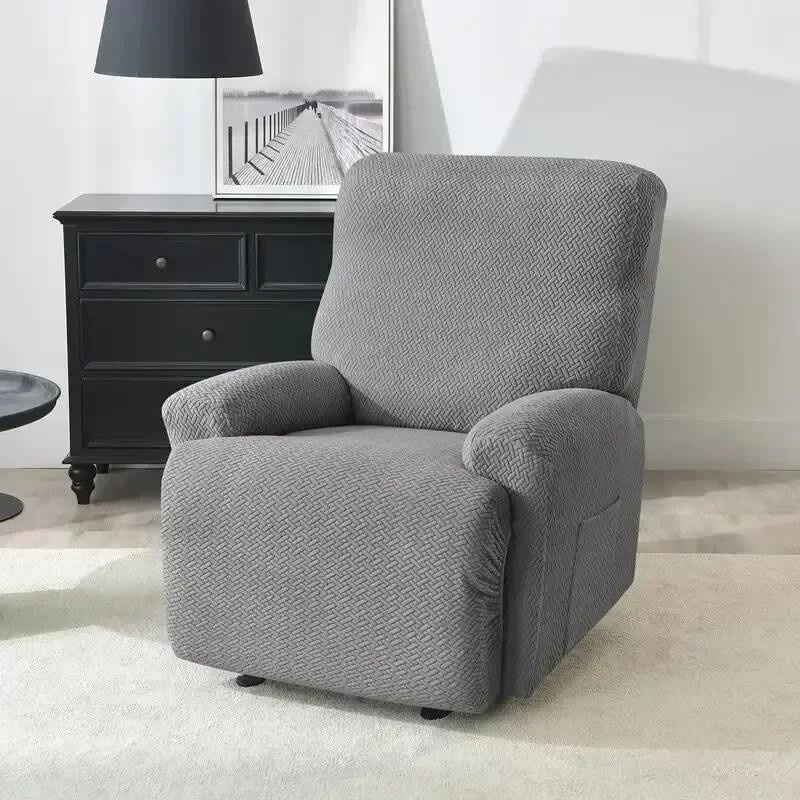 4-teiliges Set Stretch-Sofabezüge aus Jacquard-Polyester für Liegesofas und Sessel mit Seitentaschen und rutschfester Oberfläche - Bild 2