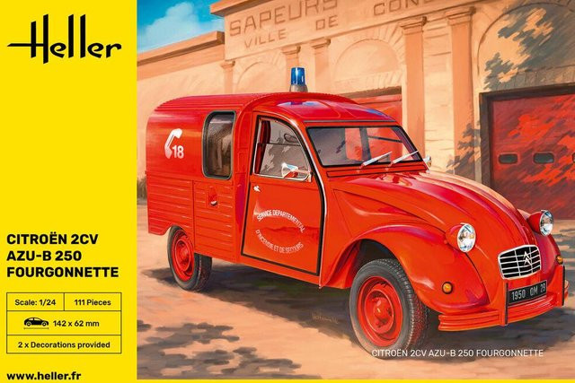 Heller Citroen 2CV Fourgonette AK 250, Fahrzeug, Rot, 1:24 - Bild 1