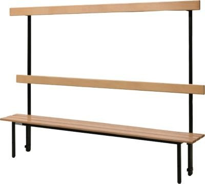 Schäfer Shop Select Sitzbank für Umkleideräume mit Rückwand und 7 Doppelhaken, schwarz, B: 149,5 cm, T: 31,0 cm, H: 41,5 cm - Bild 1
