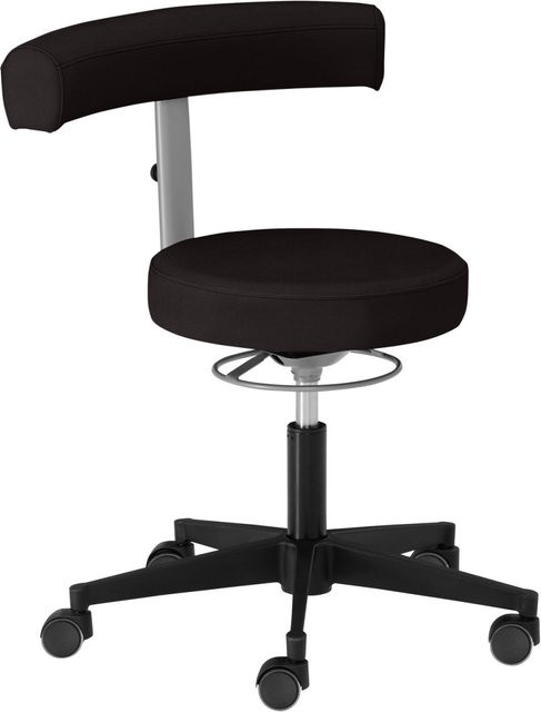Mayer Sitzmöbel Funktionsdrehstuhl als niedriger Drehhocker mit Stoffbezug und Rollen für Hartböden, Farbe Schwarz, B/H/T: 62 x 69 x 62 cm - Bild 1