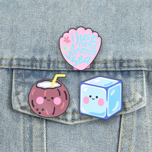 Miss Zoe Emaille-Pins, Kokosnuss, Eiswürfel, Muschel, Unisex - Bild 1