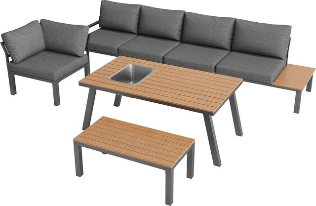 okwish Gartenlounge-Set mit Eiskübel für 6-7 Personen in Grau - Bild 1