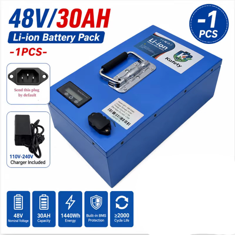 48V 30AH Lithium-Batteriepack mit 21700 Zellen in Blau für Elektrofahrrad, E-Bike und Roller (250W-2000W) - Bild 7