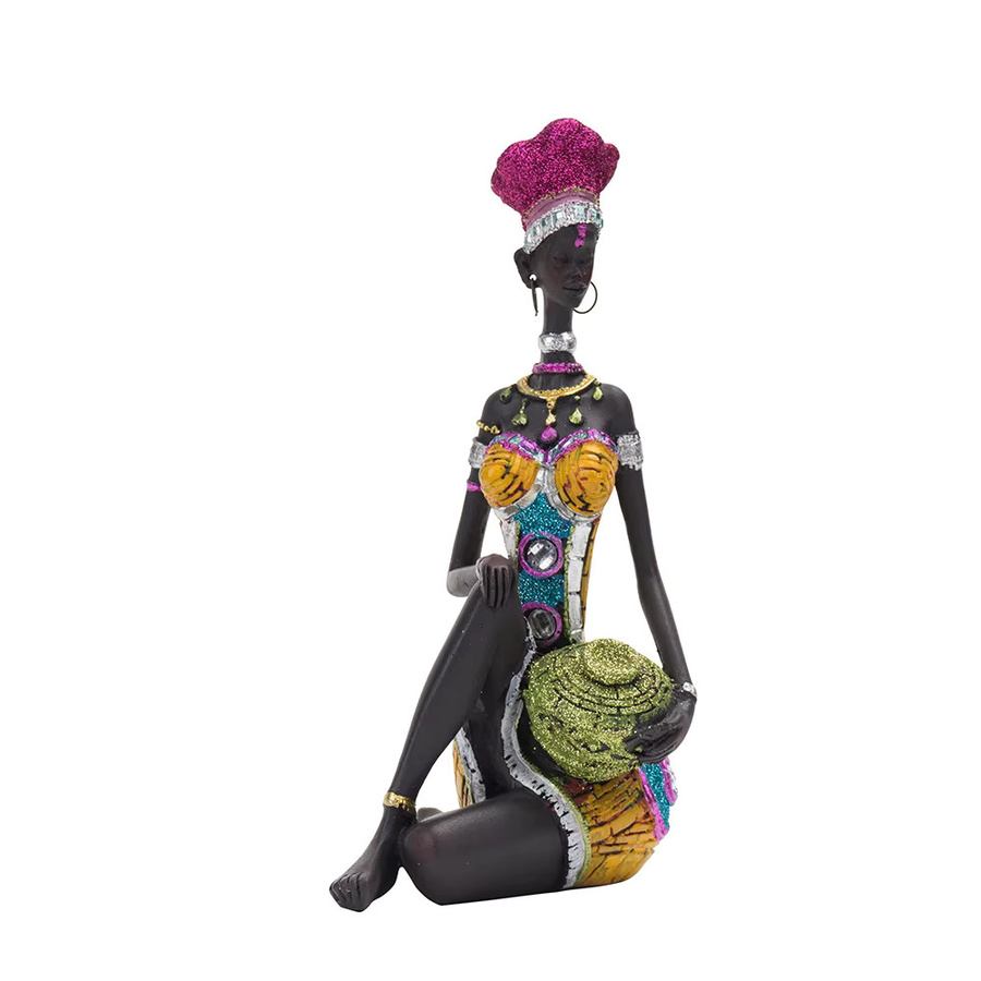 RAKKS Abstrakte afrikanische Frauen-Skulptur aus Kunstharz in Schwarz als Dekoration für dein Zuhause - Bild 2