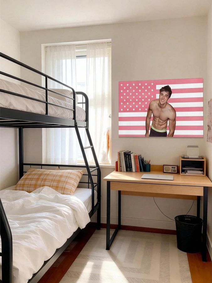 Dekorativer Wandteppich Jacob Elordi Amerikanische Flagge in Rosa von JMG Household Supplies, B/H: 60 x 40 cm - Bild 4