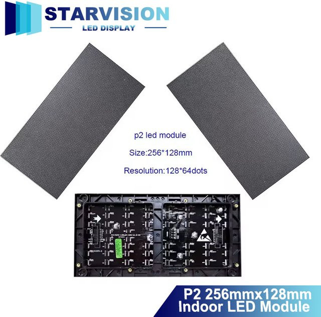 P2 Indoor RGB Matrix Panel Vollfarb LED-Modul mit 128x64 Pixeln, HUB75-Schnittstelle, 32 Scan, Programmierbare HD Videowand, Schwarz, B: 25,6 cm, H: 12,8 cm - Bild 1