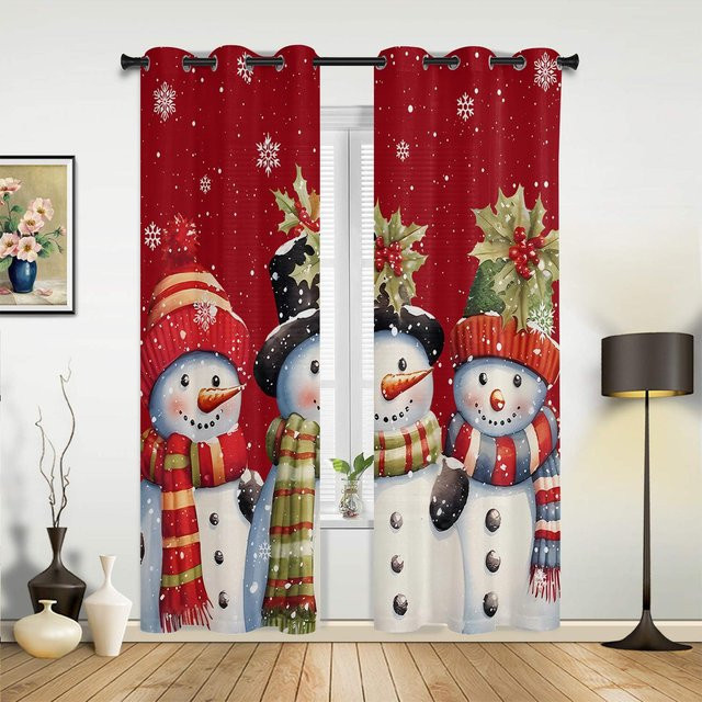 Weihnachten Fenster Vorhänge Dekor für Wohnzimmer Küche und Schlafzimmer in Rot, B: 135 cm, H: 60 cm - Bild 1