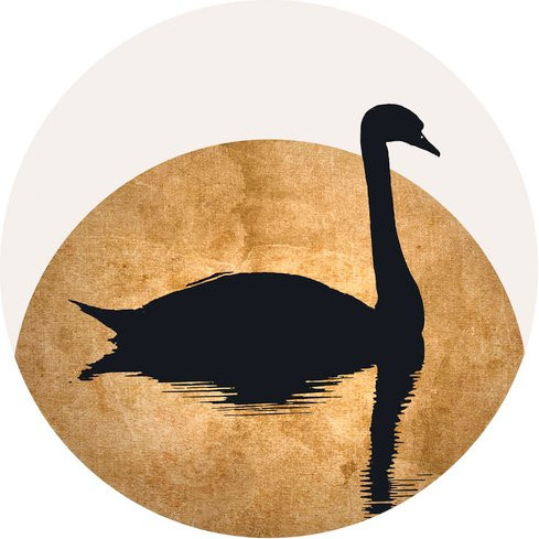 K&L Wall Art Vliestapete Runde Vliestapete Kubistika Schwan Gold Vollmond, mehrfarbig, matt - Bild 1