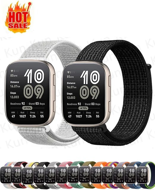 NEY Uhrenarmband Nylon, Schwarz, Unisex, für Amazfit Bip 6 5 Smartwatch - Bild 1