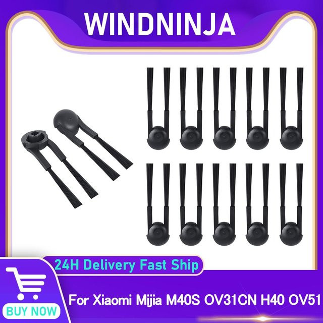 WINDNINJA Seitenbürste in Schwarz passend für Xiaomi Mijia H40 OV51 M40S OV31CN Roboterstaubsauger Ersatz-Kantenbürste - Bild 1