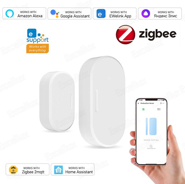 EWelink ZigBee Tür- und Fenster-Magnetsensor, kabelloser Smart Home Magnetsensor in Weiß für Alexa, Zigbee2MQTT und ZHA - Bild 1