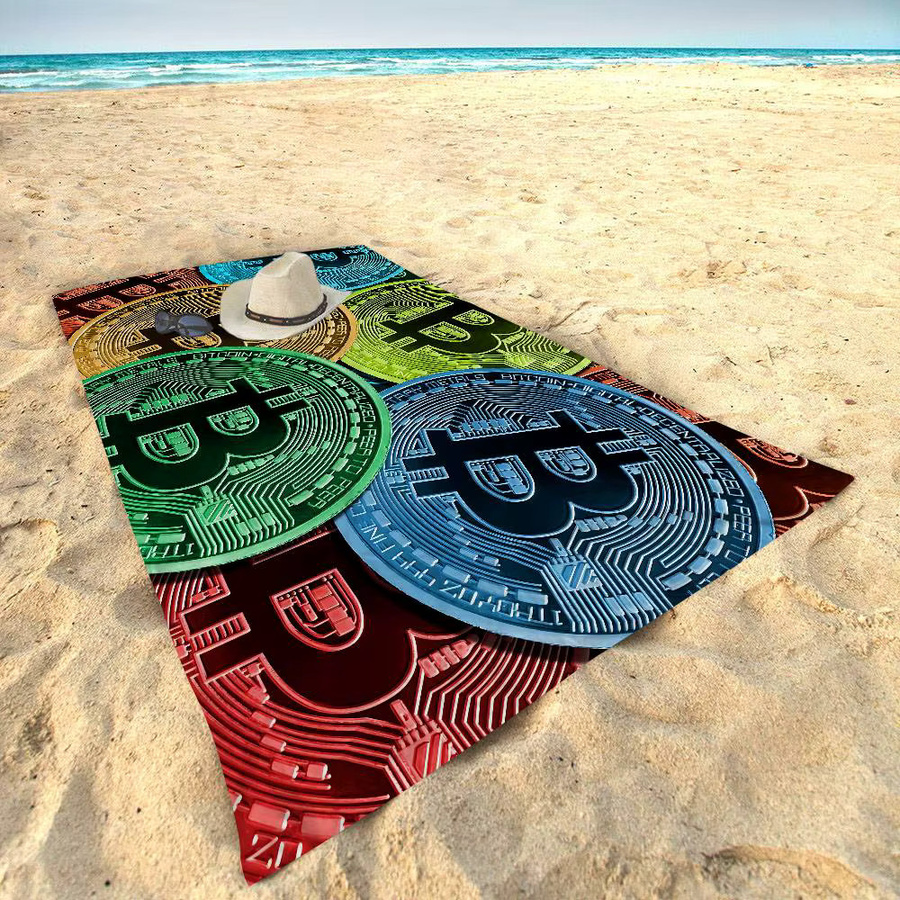 B-Bitcoin Mikrofaser Strandtuch für Sand und Pool, schnelltrocknendes Handtuch in Multicolour, Unisex - Bild 3