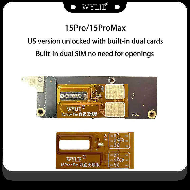 WYLIE Dual-SIM Flexkabel Reparatur-Kit für iPhone 15 Pro und iPhone 15 Pro Max US-Version mit MEP SIMHUB IC - Bild 2