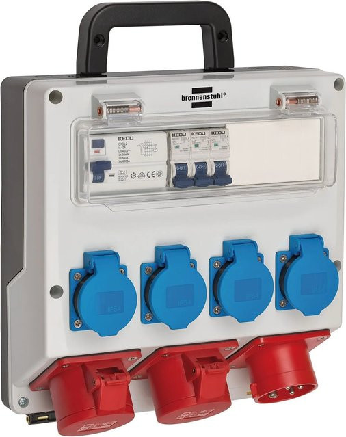 Brennenstuhl Wand-Baustromverteiler CEE IP44 16A Lichtgrau mit FI-Schalter und LS-Schaltern - Bild 1