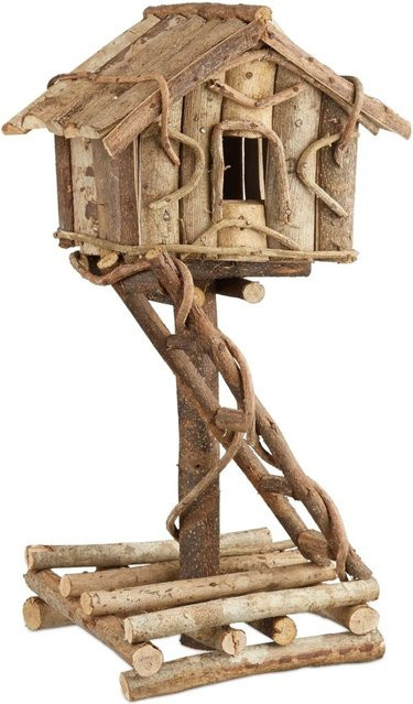 Relaxdays Vogelhaus aus Holz in Natur Braun, handgefertigt, H x B x T: 42 x 21 x 17 cm - Bild 1