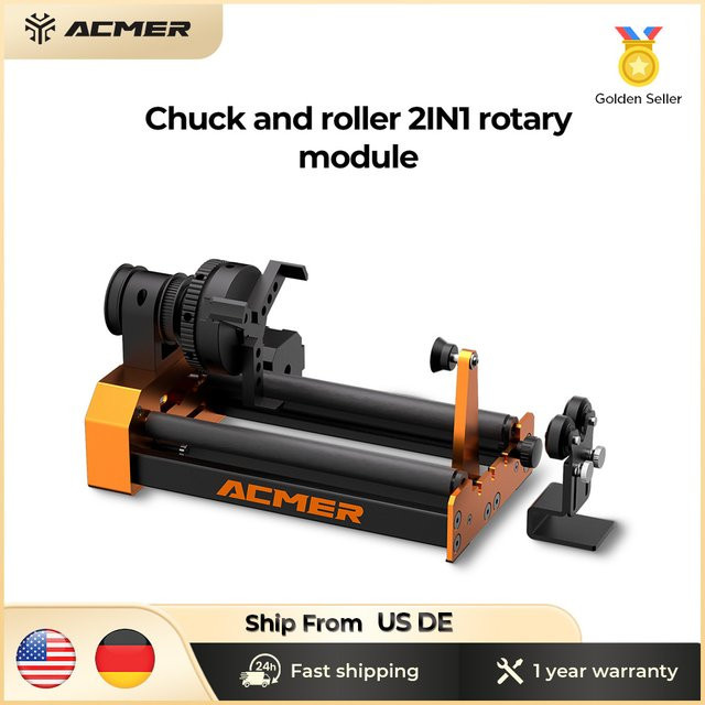 ACMER M4 Laser-Drehmodul 4. Achse mit 3 Backen für Glas und Klemmdurchmesser 4–64 mm - Bild 1
