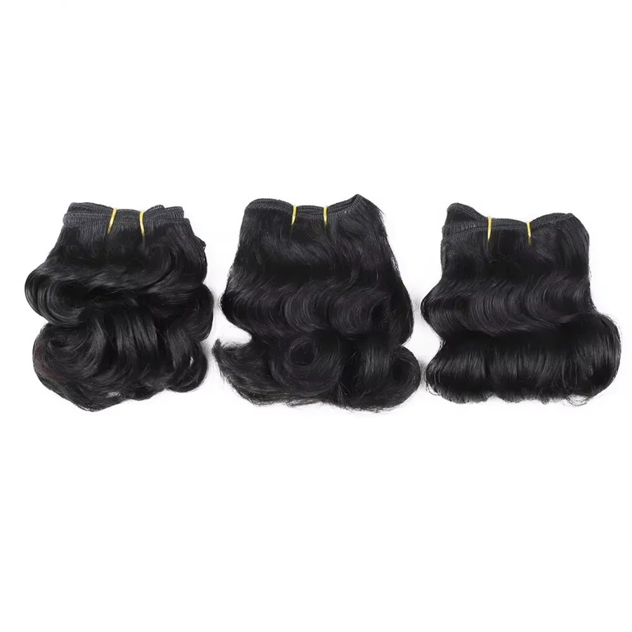3 Stück kurze lockige Haarweb bündel, 100% Echthaar, Unisex - Bild 6