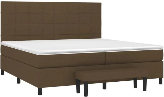 vidaXL Boxspringbett mit Matratze Hybrid-Design in Dunkelbraun und Weiß, B/T/H: 200 x 200 x 128 cm - Bild 1