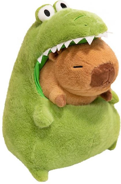 Yiran Health & Beauty Capybara mit grünem Dinosaurier, Plüschtier, 40cm, ab 14 Jahren - Bild 1