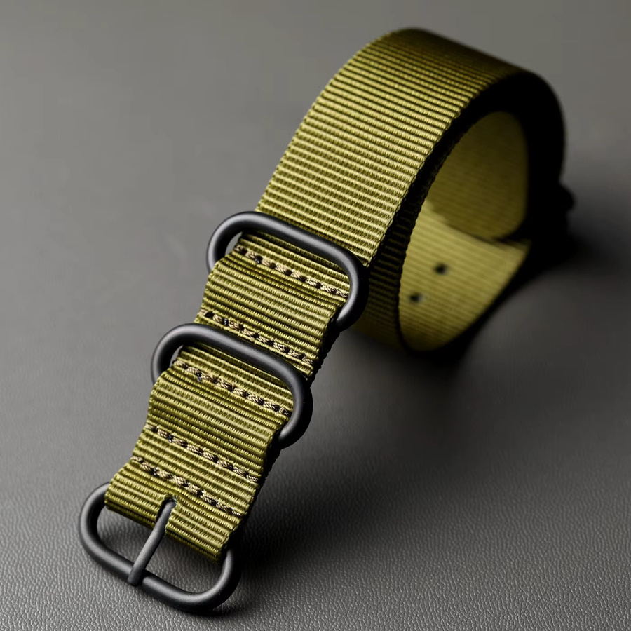 Raystray Uhrenarmband Nylon, Schwarz, Grün, Vintage - Bild 1